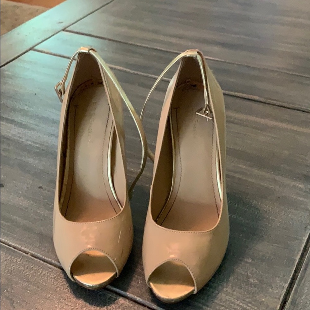 Nude peep toe heels